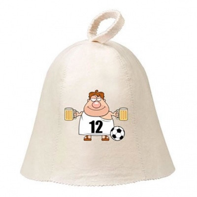 Сауна шапка войлок Игрок 12 HOT POT, банные штучки код41235