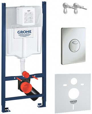 Инсталляция GROHE (Германия) в сборе 3 в 1 RAPID, кнопка хром, пневмо