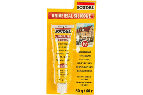 Силикон сантехнический, прозрачный в тюбике 60мл SOUDAL Универсальный