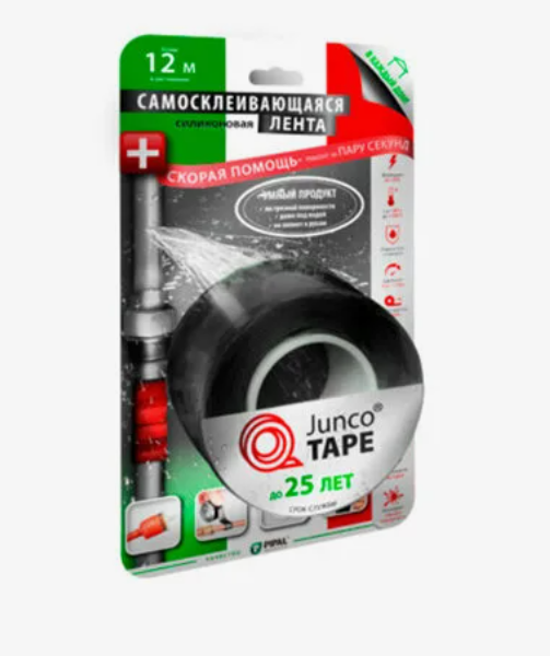 Лента самосклеивающаяся силиконовая Junco TAPE Smart (25,4мм*3м*0,5мм) черный Лента самосклеивающаяся силиконовая Junco TAPE Smart (25,4мм*3м*0,5мм) черный