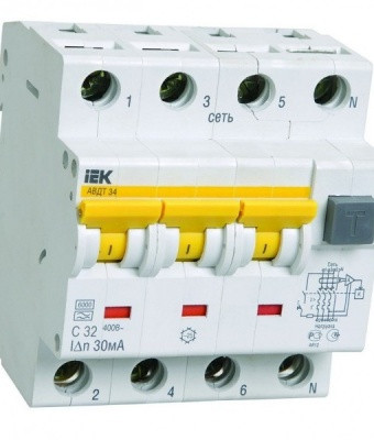 Авт. Выкл. Дифференциального тока IEK 3Р 25А 30мА MAD22-6-025-С-30 Авт. Выкл. Дифференциального тока IEK 3Р 25А 30мА MAD22-6-025-С-30