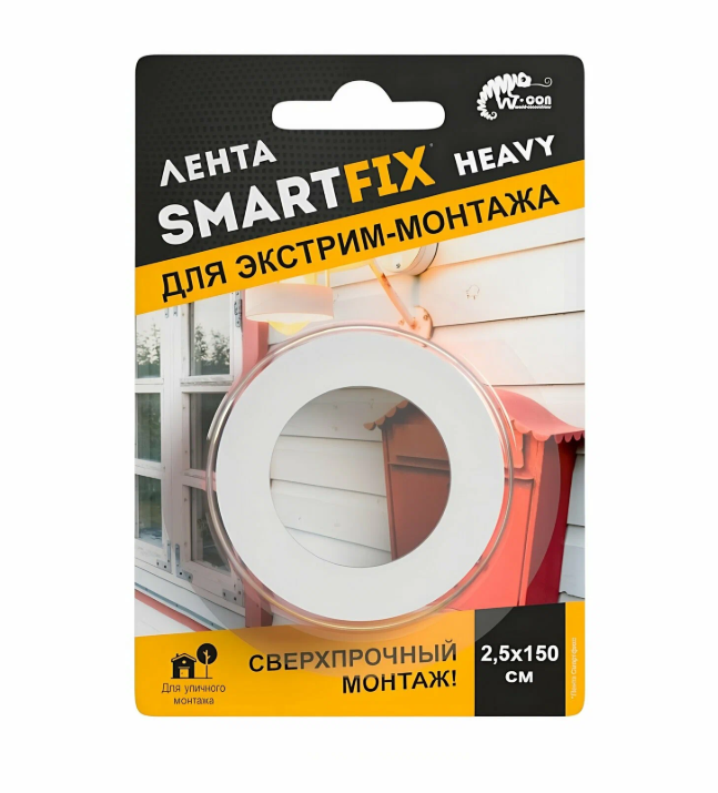 Скотч двухсторонний 25мм, 1,5м SMARTFIX сверхпрочная