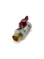 Кран шаровый с американкой TIM d20 STANDART прямой с красной бабочкой Кран шаровый с американкой TIM d20 STANDART прямой с красной бабочкой