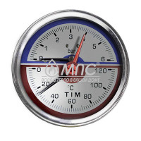 Термоманометр TIM 80мм (0-120С) 6 бар d15, выход аксиальный (задний) Y-80T-6bar