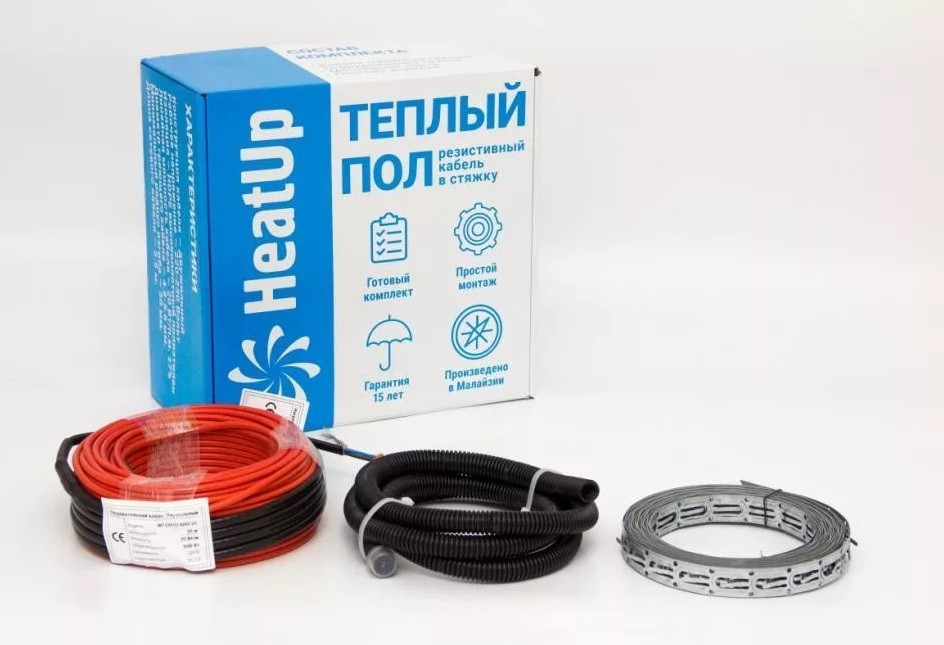 Теплый пол HeatUp (Малайзия) кабель в стяжку 10м / 200Вт (готовый комплект с закладными) Теплый пол HeatUp (Малайзия) кабель в стяжку 10м / 200Вт (готовый комплект с закладными)