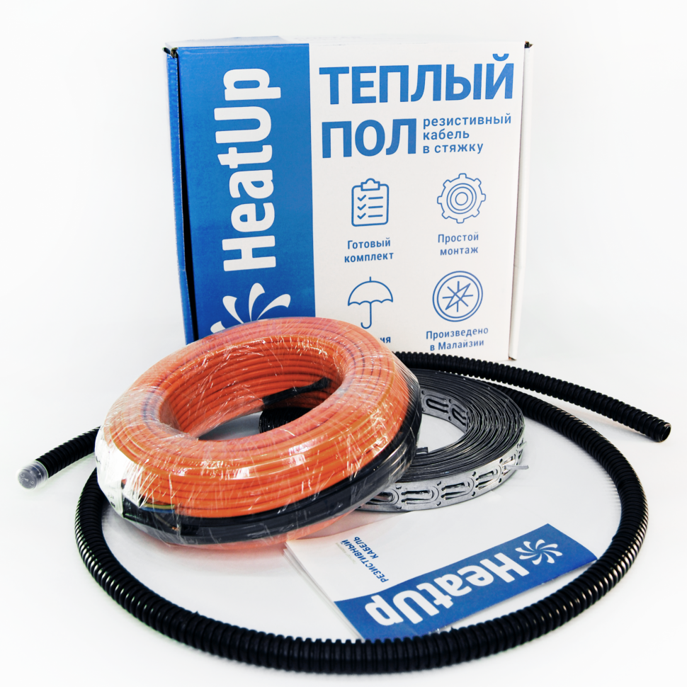 Теплый пол HeatUp (Малайзия) кабель в стяжку  15м / 300Вт (готовый комплект с закладными)
