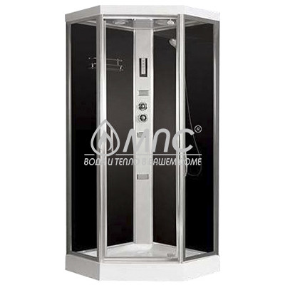 Душевая кабина Aulica ALC-5091P-Black (90х90х215) низкий, 5-ти угольный поддон, распашная дверь, шириной 545 мм, прозрачное стекло 5мм, центр стойка-пластик, 3прямоугольные форсунки, сенсорный пульт, радио, свет, вентиляция, полка, тропический душ-хром с Душевая кабина Aulica ALC-5091P-Black (90х90х215) низкий, 5-ти угольный поддон, распашная дверь, шириной 545 мм, прозрачное стекло 5мм, центр стойка-пластик, 3прямоугольные форсунки, сенсорный пульт, радио, свет, вентиляция, полка, тропический душ-хром с