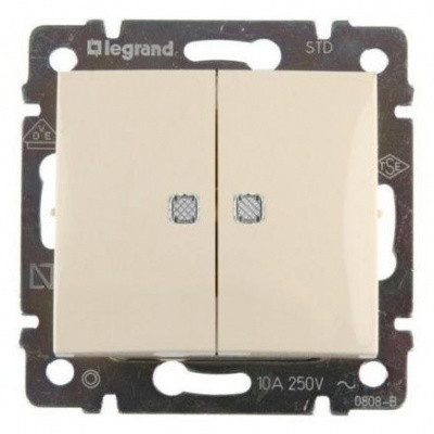 Выключатель 2-ой Legrand с подсветкой, слоновая кость 774328