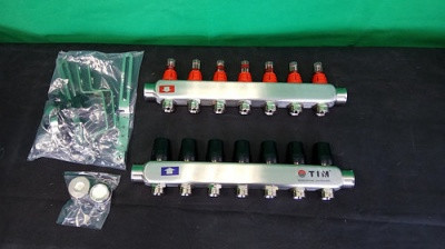 Коллектор TIM d25 КDS5007 квадратная форма, нержавейка d25 с расходомерами на  7 выходов