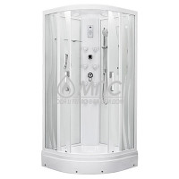 Душевая кабина Erlit Elegance   ER5509ТР-S3 (матовое) (90х90х215) с крышей. Белые профили и центральная стойка.Белые форсунки, матовое переднее стекло 5мм, белая стеклянная задняя стенка 5мм. Форсунки 8шт, дозатор для жидкого мыла, верхний душ 2в1, сенсо