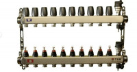 Коллектор TIM d25 КDS5011 квадратная форма, нержавейка d25 с расходомерами на 11 выходов