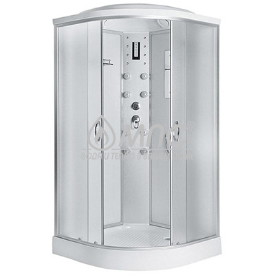 Душевая кабина Erlit ER 4509P-С3 (90х90х215) гидромассаж спины, верхний свет и душ, вентилятор, лунный свет на стойке, стойка пластик, радио и телефон,  хромированный профиль, матовая задняя стенка, дверцы - матовое стекло,  сенсорный пульт, поддон полук